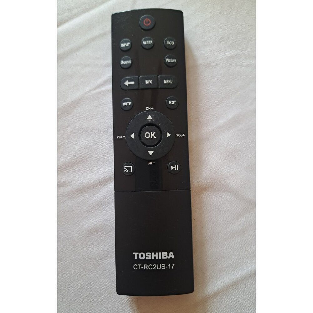 Toshiba Black CT-RC2US-17 4k Smart HDTV Remote Control Unit Rectangular